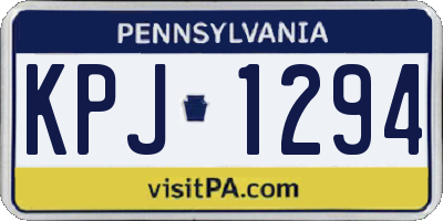 PA license plate KPJ1294