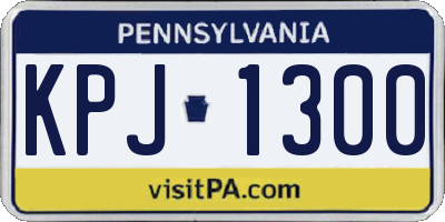 PA license plate KPJ1300