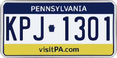 PA license plate KPJ1301