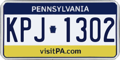 PA license plate KPJ1302
