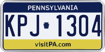 PA license plate KPJ1304