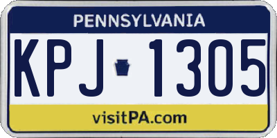PA license plate KPJ1305