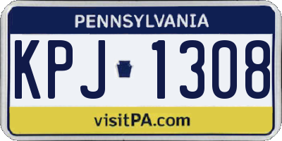 PA license plate KPJ1308