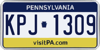 PA license plate KPJ1309