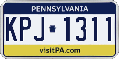 PA license plate KPJ1311