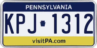 PA license plate KPJ1312