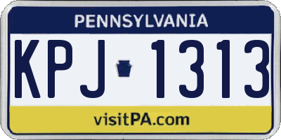 PA license plate KPJ1313