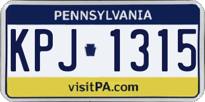 PA license plate KPJ1315