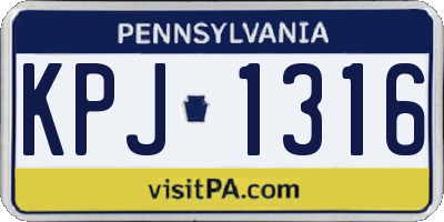 PA license plate KPJ1316
