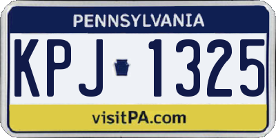 PA license plate KPJ1325