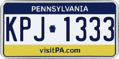 PA license plate KPJ1333