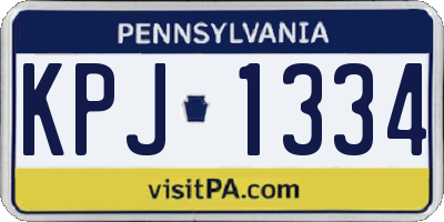 PA license plate KPJ1334
