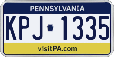 PA license plate KPJ1335