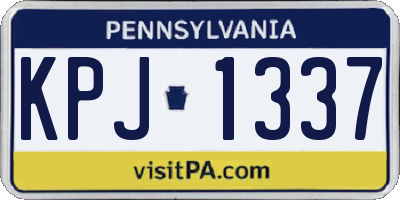 PA license plate KPJ1337