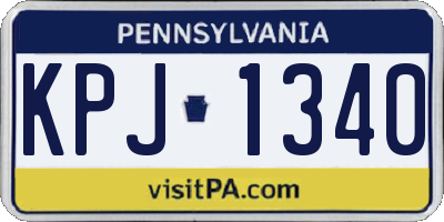 PA license plate KPJ1340
