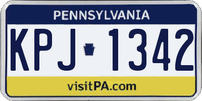 PA license plate KPJ1342