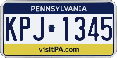 PA license plate KPJ1345