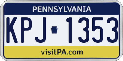 PA license plate KPJ1353