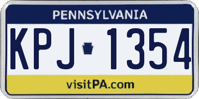 PA license plate KPJ1354