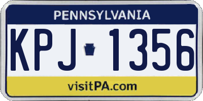 PA license plate KPJ1356