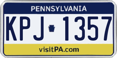 PA license plate KPJ1357