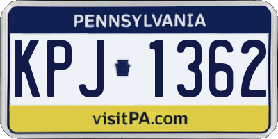 PA license plate KPJ1362