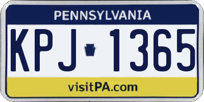 PA license plate KPJ1365