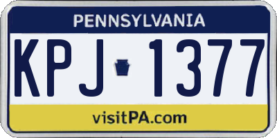 PA license plate KPJ1377