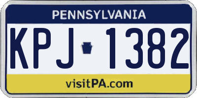 PA license plate KPJ1382