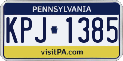 PA license plate KPJ1385