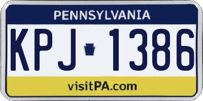 PA license plate KPJ1386