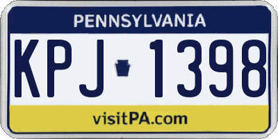 PA license plate KPJ1398