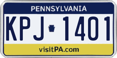 PA license plate KPJ1401