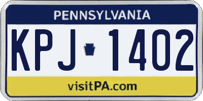 PA license plate KPJ1402