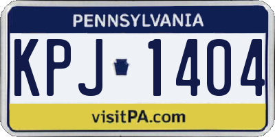 PA license plate KPJ1404