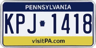 PA license plate KPJ1418