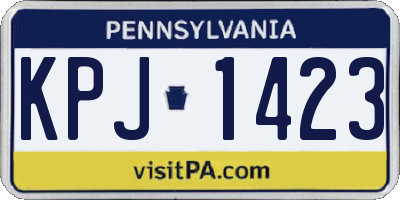 PA license plate KPJ1423
