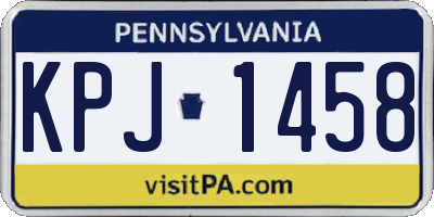 PA license plate KPJ1458