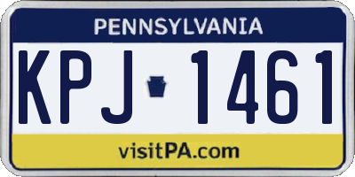 PA license plate KPJ1461