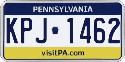 PA license plate KPJ1462