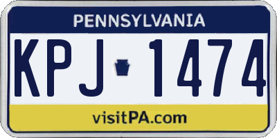 PA license plate KPJ1474