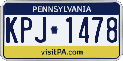 PA license plate KPJ1478