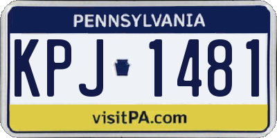 PA license plate KPJ1481