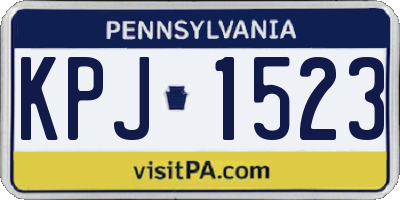PA license plate KPJ1523