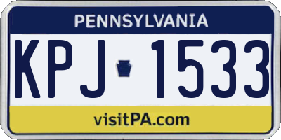 PA license plate KPJ1533