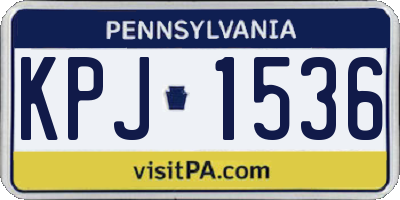 PA license plate KPJ1536
