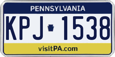 PA license plate KPJ1538