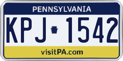 PA license plate KPJ1542