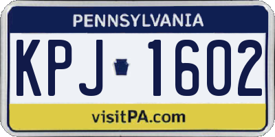PA license plate KPJ1602