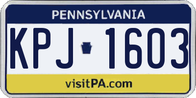 PA license plate KPJ1603
